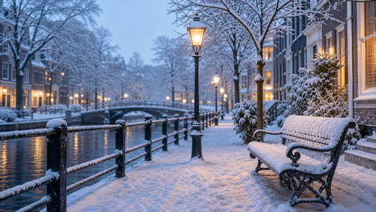 Winterse sfeerbanner voor koopgids over verwarmde hoodies